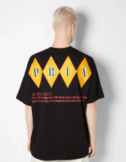 HOMME BERSHKA Tee-shirts*T-shirt manches courtes boxy imprimé racing