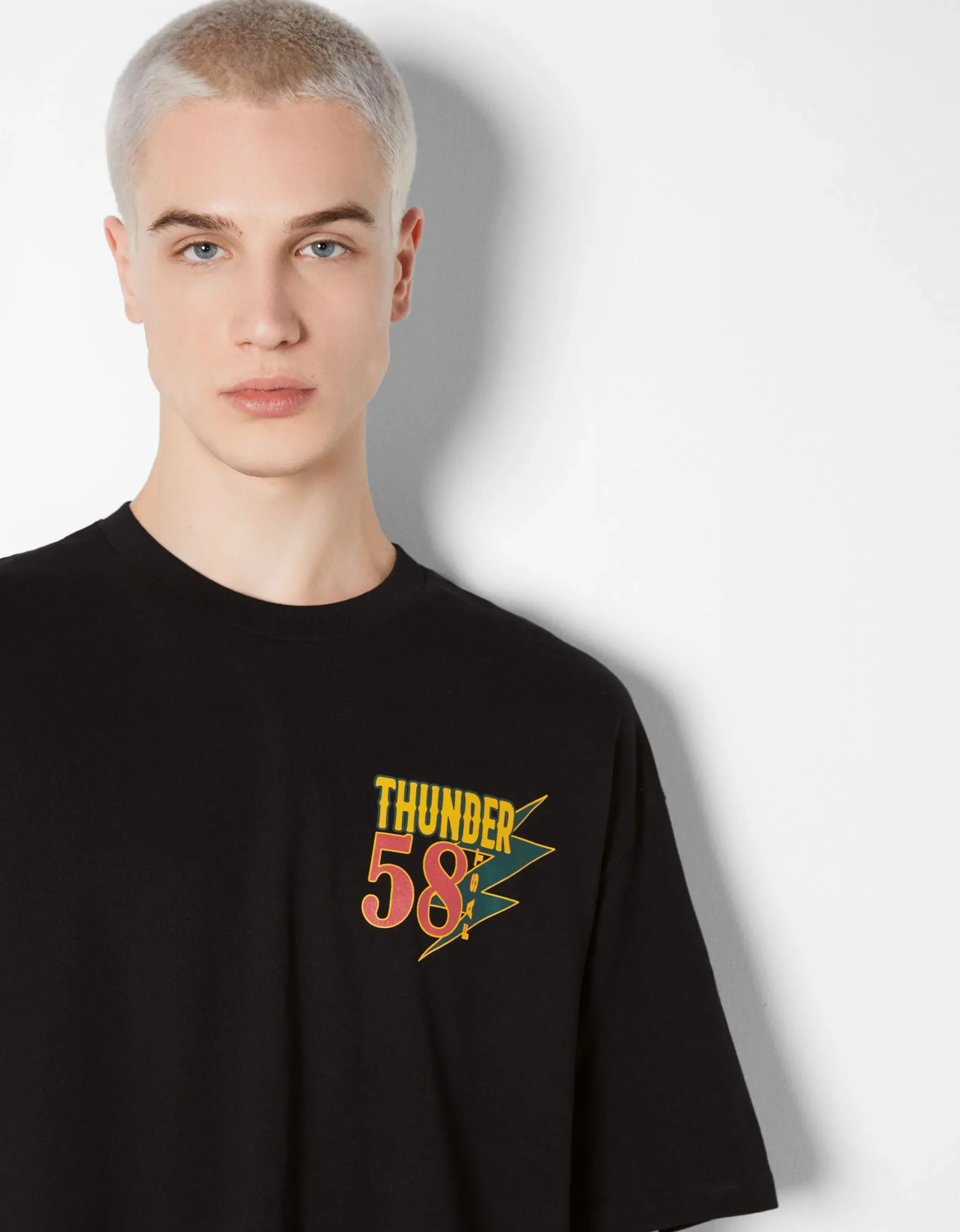 HOMME BERSHKA Tee-shirts*T-shirt manches courtes boxy imprimé racing