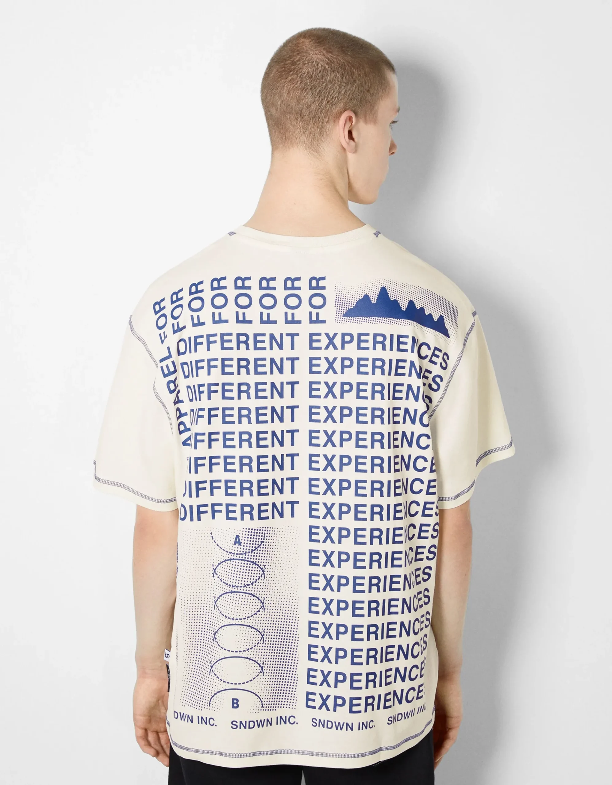 HOMME BERSHKA Tee-shirts*T-shirt manches courtes boxy fit fil contraste imprimé lettering