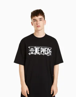 HOMME BERSHKA Vêtements*T-shirt manches courtes boxy fit imprimé One Piece