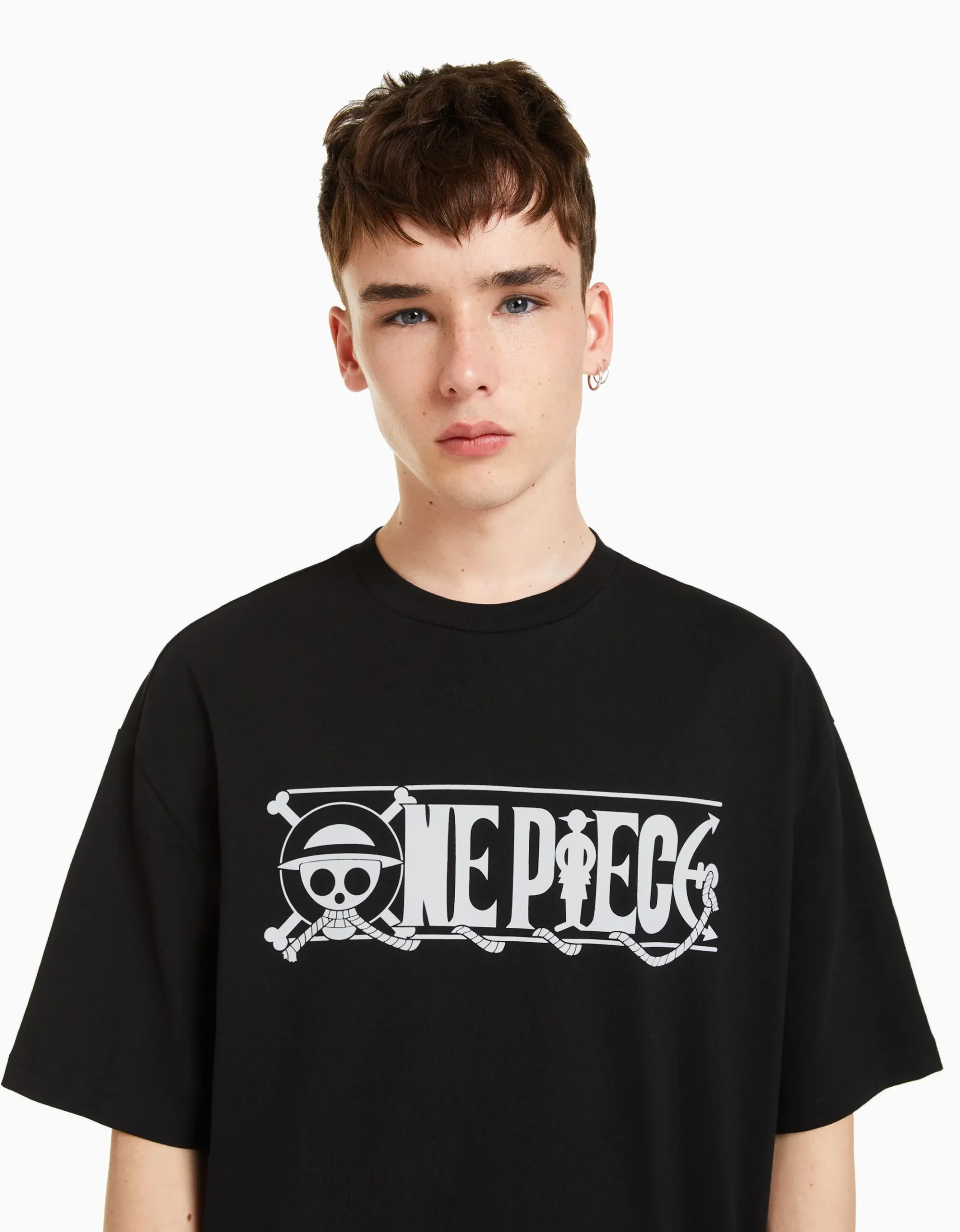 HOMME BERSHKA Vêtements*T-shirt manches courtes boxy fit imprimé One Piece