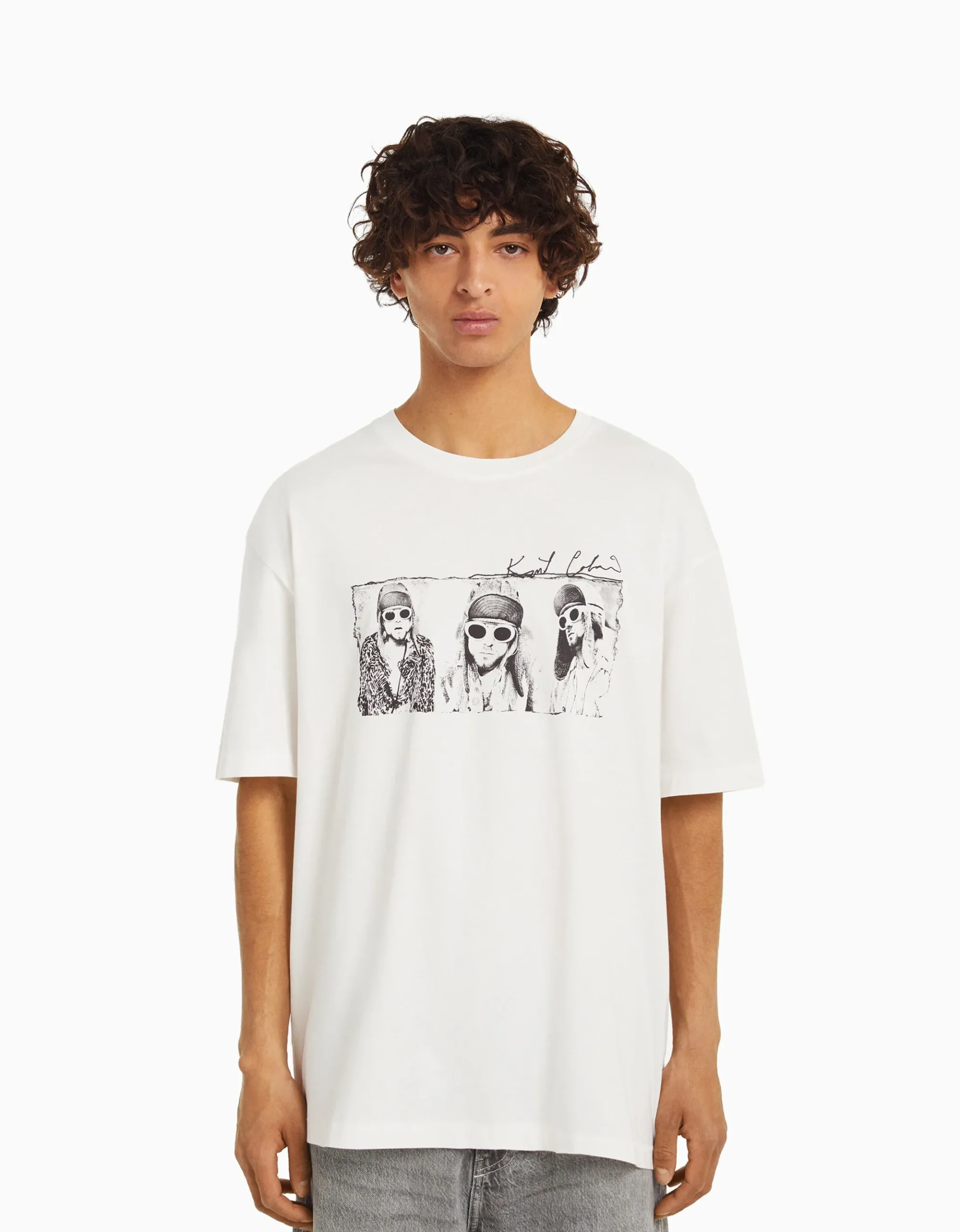 HOMME BERSHKA Chaussures*T-shirt manches courtes boxy fit Kurt Kobain