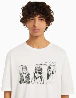 HOMME BERSHKA Chaussures*T-shirt manches courtes boxy fit Kurt Kobain