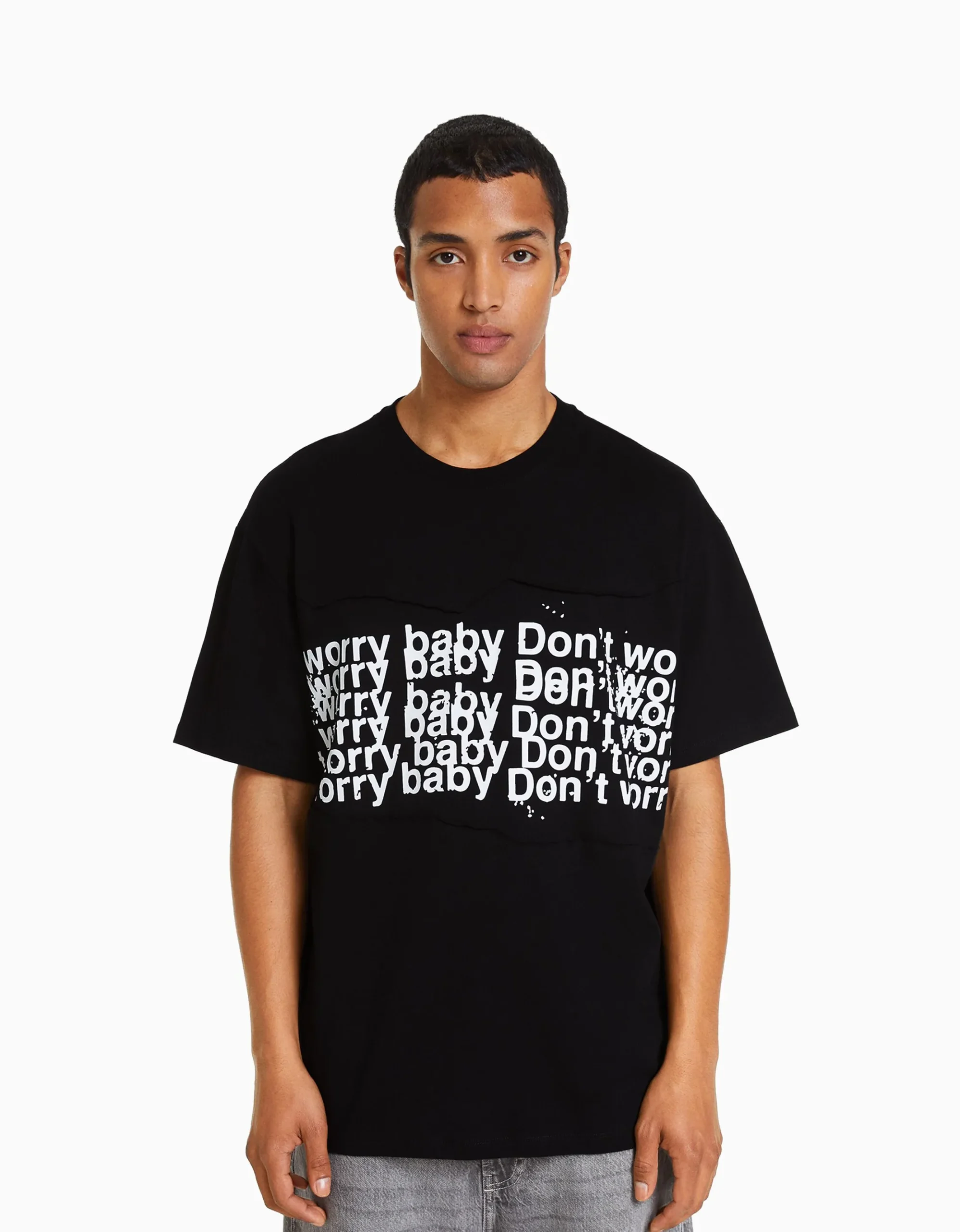HOMME BERSHKA Vêtements*T-shirt manches courtes boxy fit empiècements