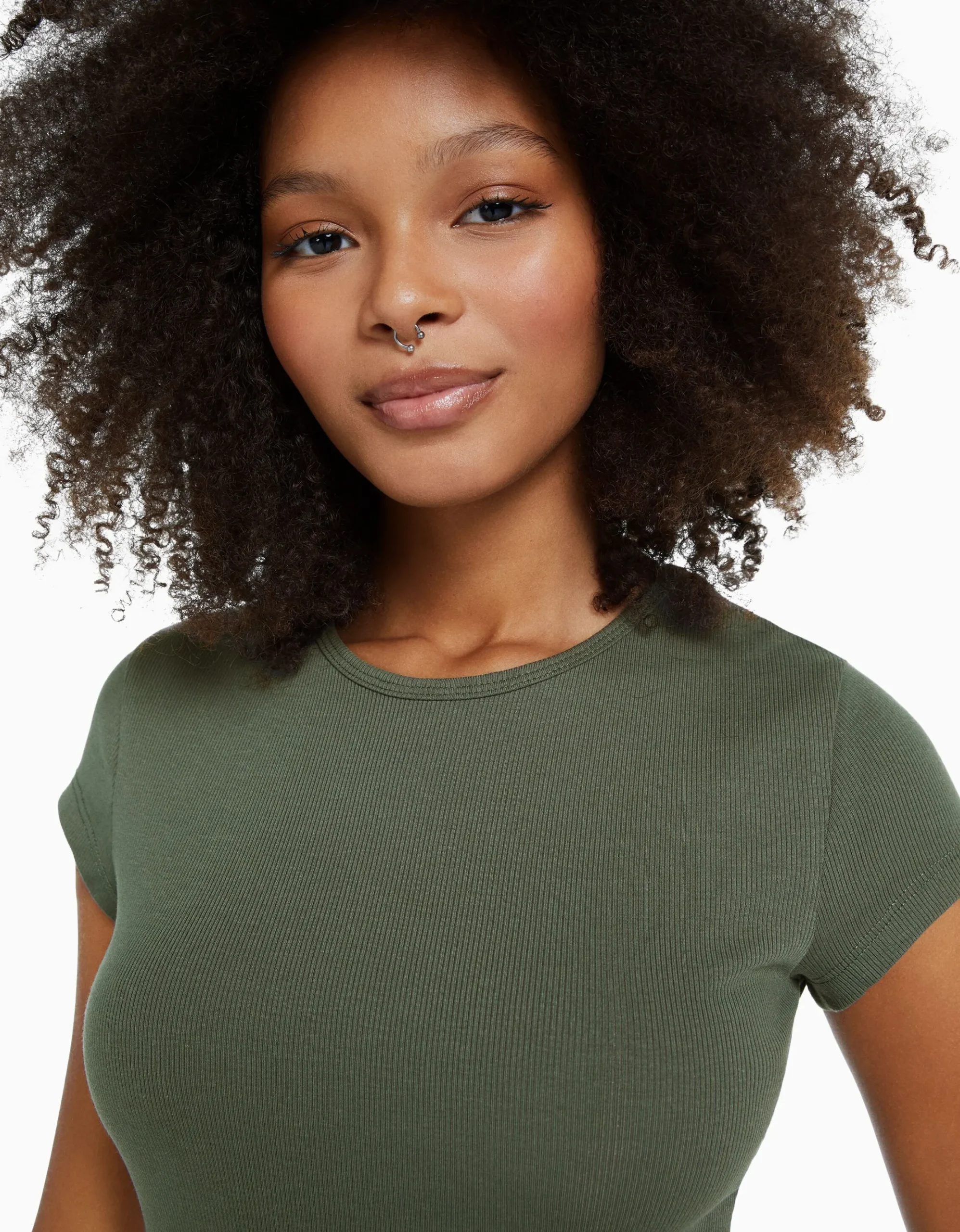 FEMME BERSHKA Tee-shirts*T-shirt manches courtes bord côte