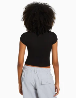 FEMME BERSHKA Tee-shirts*T-shirt manches courtes bord côte