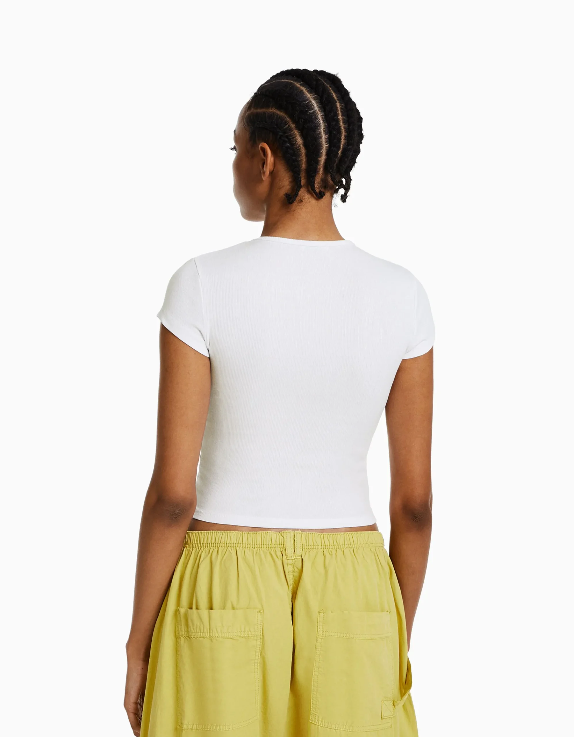 FEMME BERSHKA Tee-shirts*T-shirt manches courtes bord côte