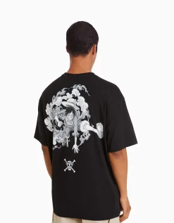HOMME BERSHKA Tee-shirts*T-shirt manches courtes boxy fit imprimé One Piece