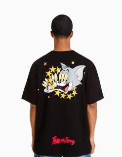HOMME BERSHKA Collaborations®*T-shirt manches courtes boxy fit imprimé Tom & Jerry