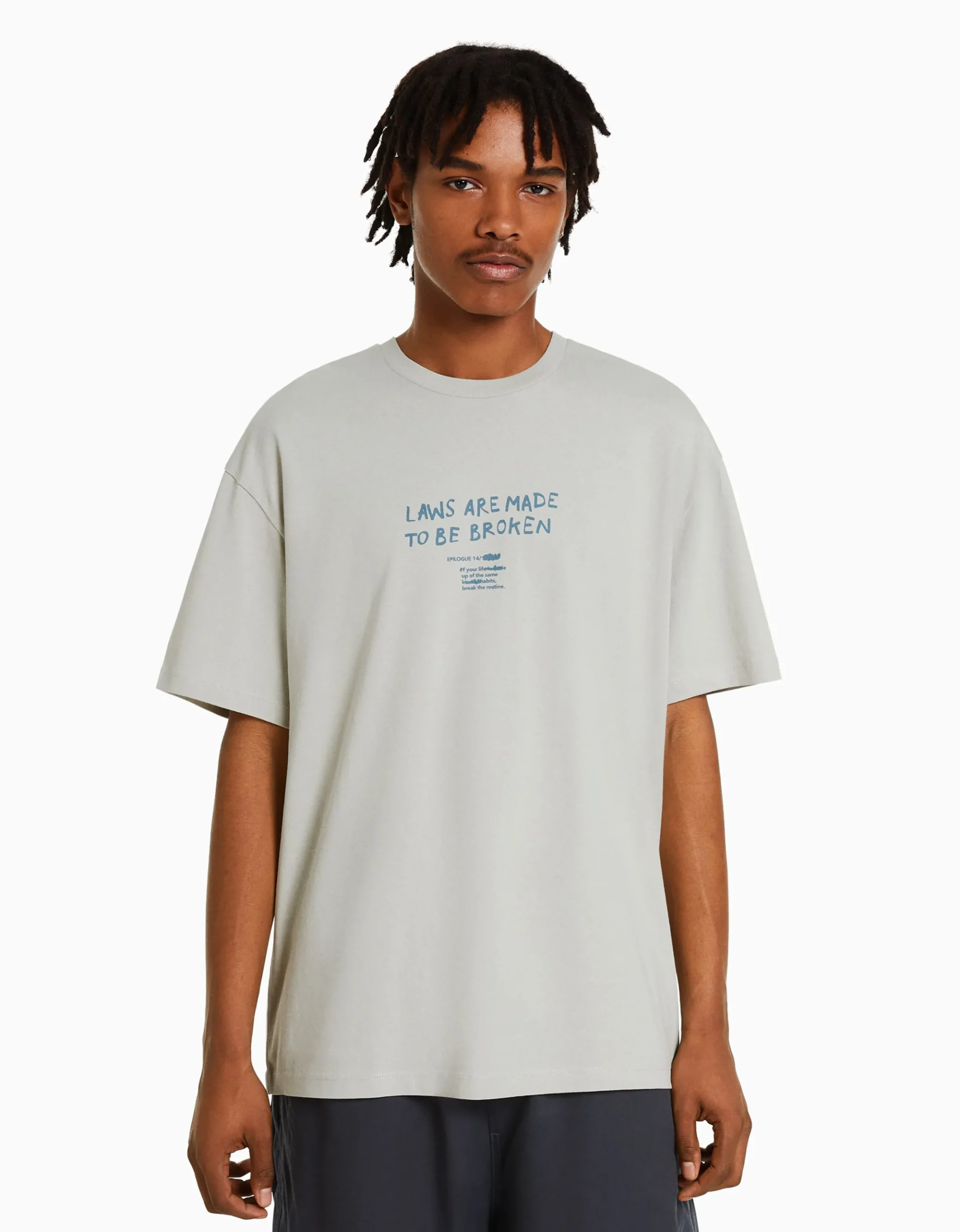 HOMME BERSHKA Tee-shirts*T-shirt manches courtes boxy fit lettering