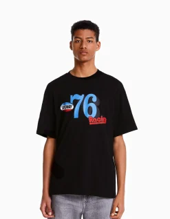 HOMME BERSHKA Tee-shirts*T-shirt manches courtes boxy fit racing