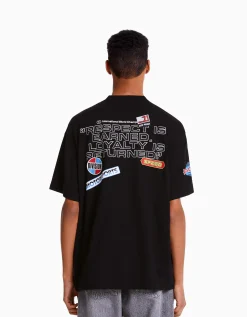 HOMME BERSHKA Tee-shirts*T-shirt manches courtes boxy fit racing