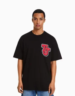 HOMME BERSHKA Vêtements*T-shirt manches courtes boxy fit imprimé Tom & Jerry