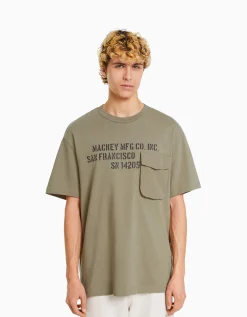 HOMME BERSHKA Vêtements*T-shirt manches courtes boxy fit imprimé poche