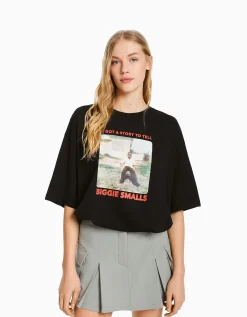 FEMME BERSHKA Tee-shirts*T-shirt manches courtes boxy fit imprimé The Notorious B.I.G.