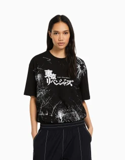 FEMME BERSHKA Vêtements*T-shirt manches courtes boxy fit TOKYO REVENGERS