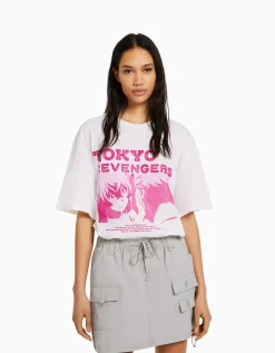 FEMME BERSHKA Vêtements*T-shirt manches courtes boxy fit imprimé TOKYO REVENGERS