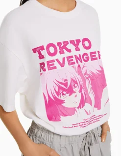 FEMME BERSHKA Vêtements*T-shirt manches courtes boxy fit imprimé TOKYO REVENGERS