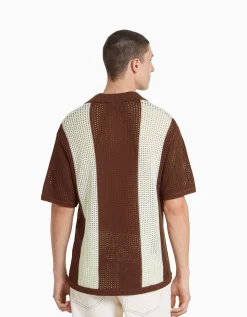 HOMME BERSHKA Tee-shirts*T-shirt manches courtes col polo maille rayures