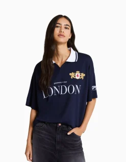 FEMME BERSHKA Vêtements*T-shirt manches courtes col polo football