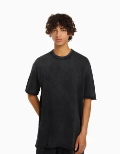 HOMME BERSHKA Survêtement*T-shirt manches courtes effet délavé