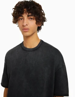 HOMME BERSHKA Survêtement*T-shirt manches courtes effet délavé