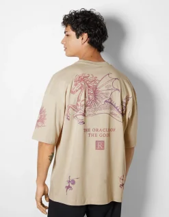 HOMME BERSHKA Tee-shirts et Chemises*T-shirt manches courtes extra loose imprimé ésotérique