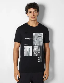 HOMME BERSHKA Tee-shirts*T-shirt manches courtes imprimé photo