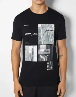 HOMME BERSHKA Tee-shirts*T-shirt manches courtes imprimé photo