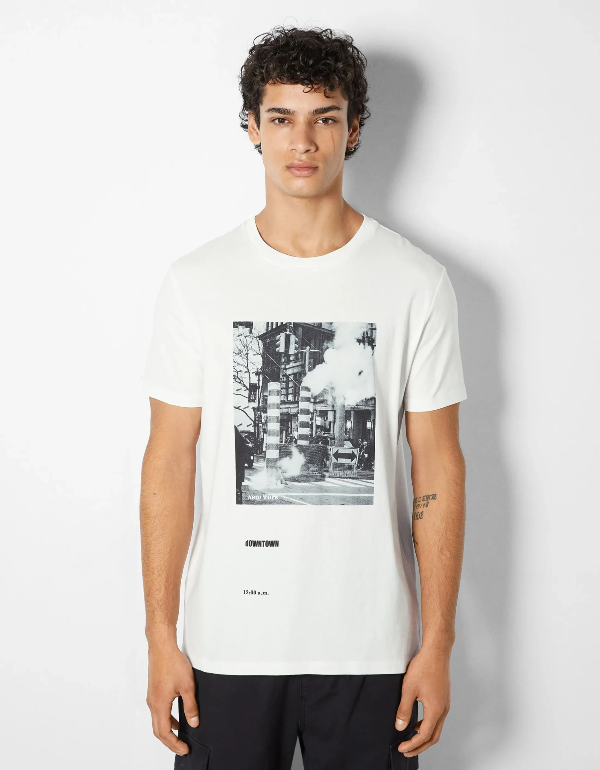 HOMME BERSHKA Tee-shirts*T-shirt manches courtes imprimé photo
