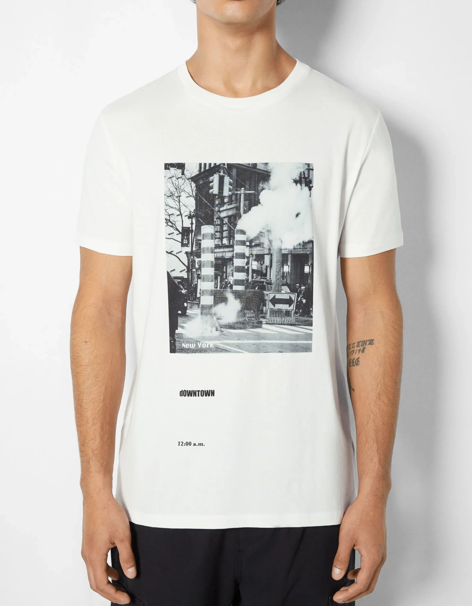 HOMME BERSHKA Tee-shirts*T-shirt manches courtes imprimé photo