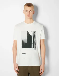 HOMME BERSHKA Tee-shirts*T-shirt manches courtes imprimé photo