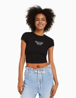 FEMME BERSHKA Tee-shirts*T-shirt manches courtes imprimé