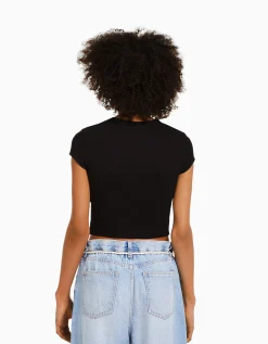 FEMME BERSHKA Tee-shirts*T-shirt manches courtes imprimé