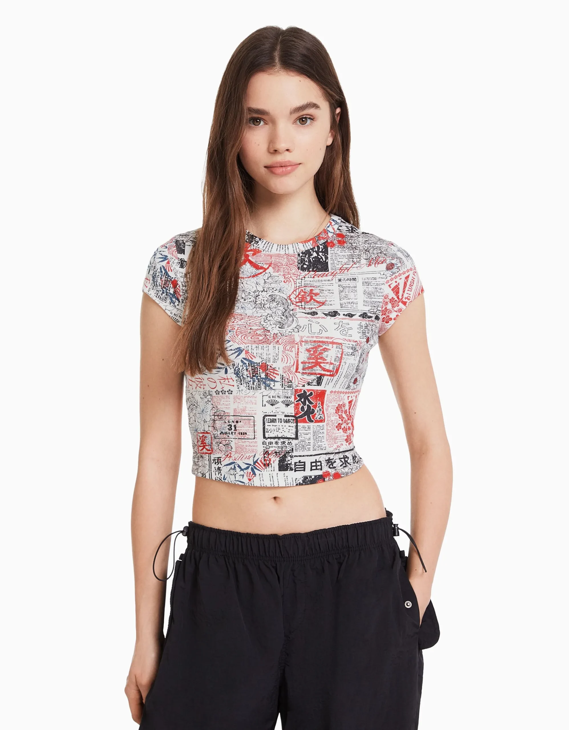 FEMME BERSHKA Tee-shirts*T-shirt manches courtes imprimé
