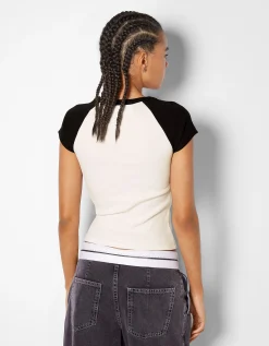 FEMME BERSHKA Cartoons*T-shirt manches courtes imprimé Mickey