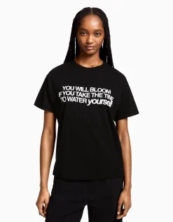 FEMME BERSHKA Tee-shirts*T-shirt manches courtes imprimé