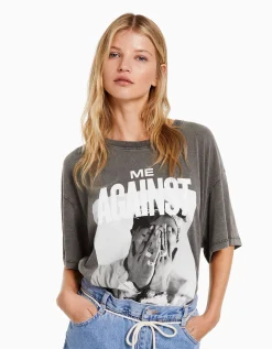 FEMME BERSHKA Tee-shirts*T-shirt manches courtes imprimé Tupac