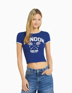 FEMME BERSHKA Tee-shirts*T-shirt manches courtes imprimé