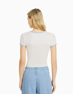 FEMME BERSHKA Tee-shirts*T-shirt manches courtes imprimé