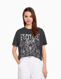 FEMME BERSHKA Tee-shirts*T-shirt manches courtes imprimé