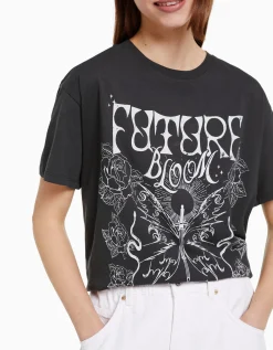 FEMME BERSHKA Tee-shirts*T-shirt manches courtes imprimé