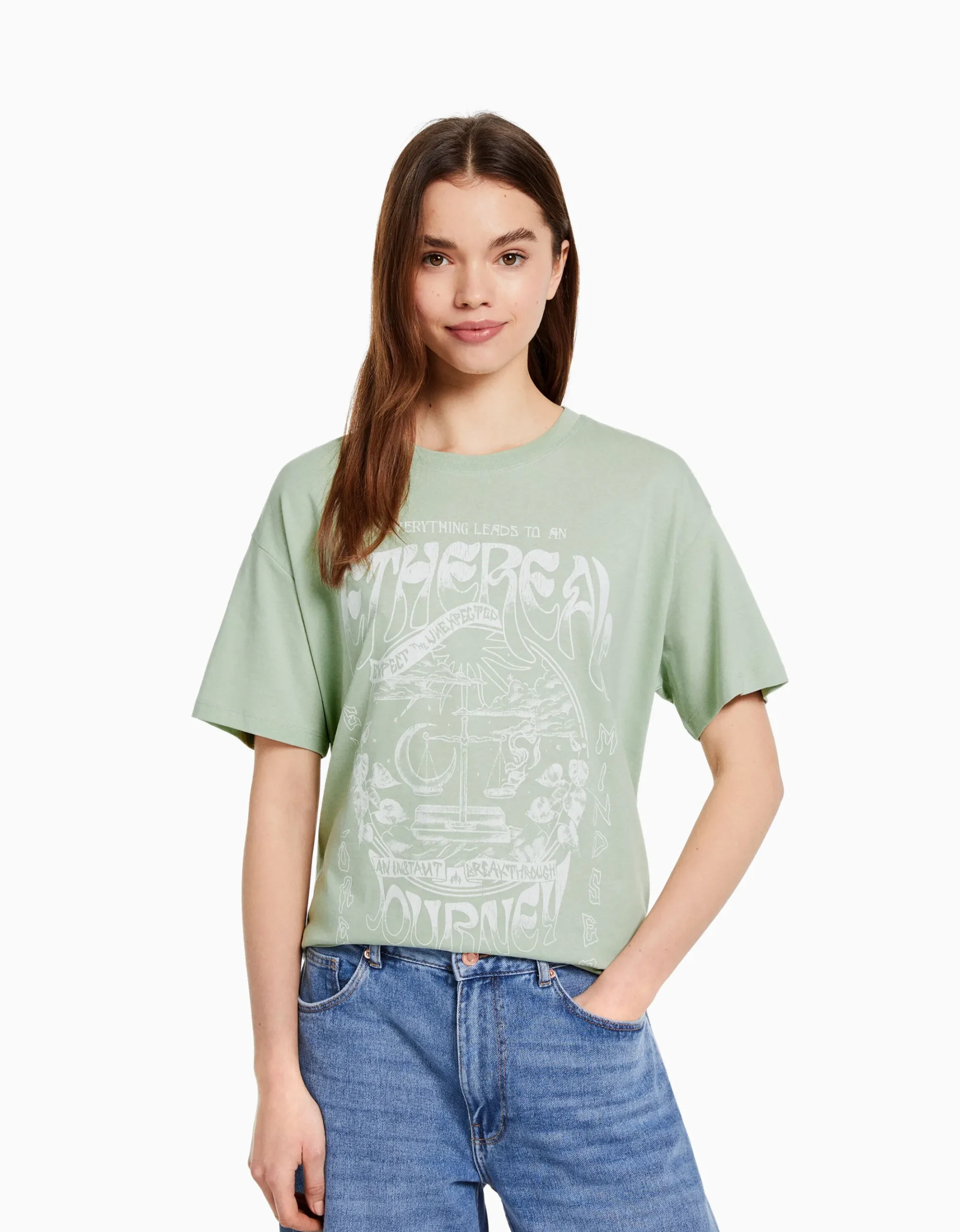 FEMME BERSHKA Tee-shirts*T-shirt manches courtes imprimé