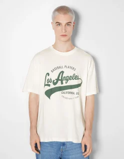 HOMME BERSHKA Tee-shirts*T-shirt manches courtes imprimé