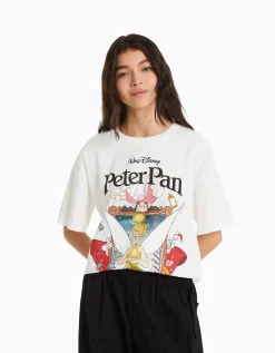 FEMME BERSHKA Cartoons*T-shirt manches courtes imprimé Peter Pan
