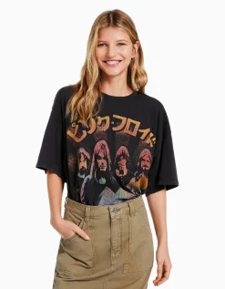 FEMME BERSHKA Tee-shirts*T-shirt manches courtes imprimé Pink Floyd