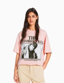 FEMME BERSHKA Tee-shirts*T-shirt manches courtes imprimé The Notorious B.I.G.