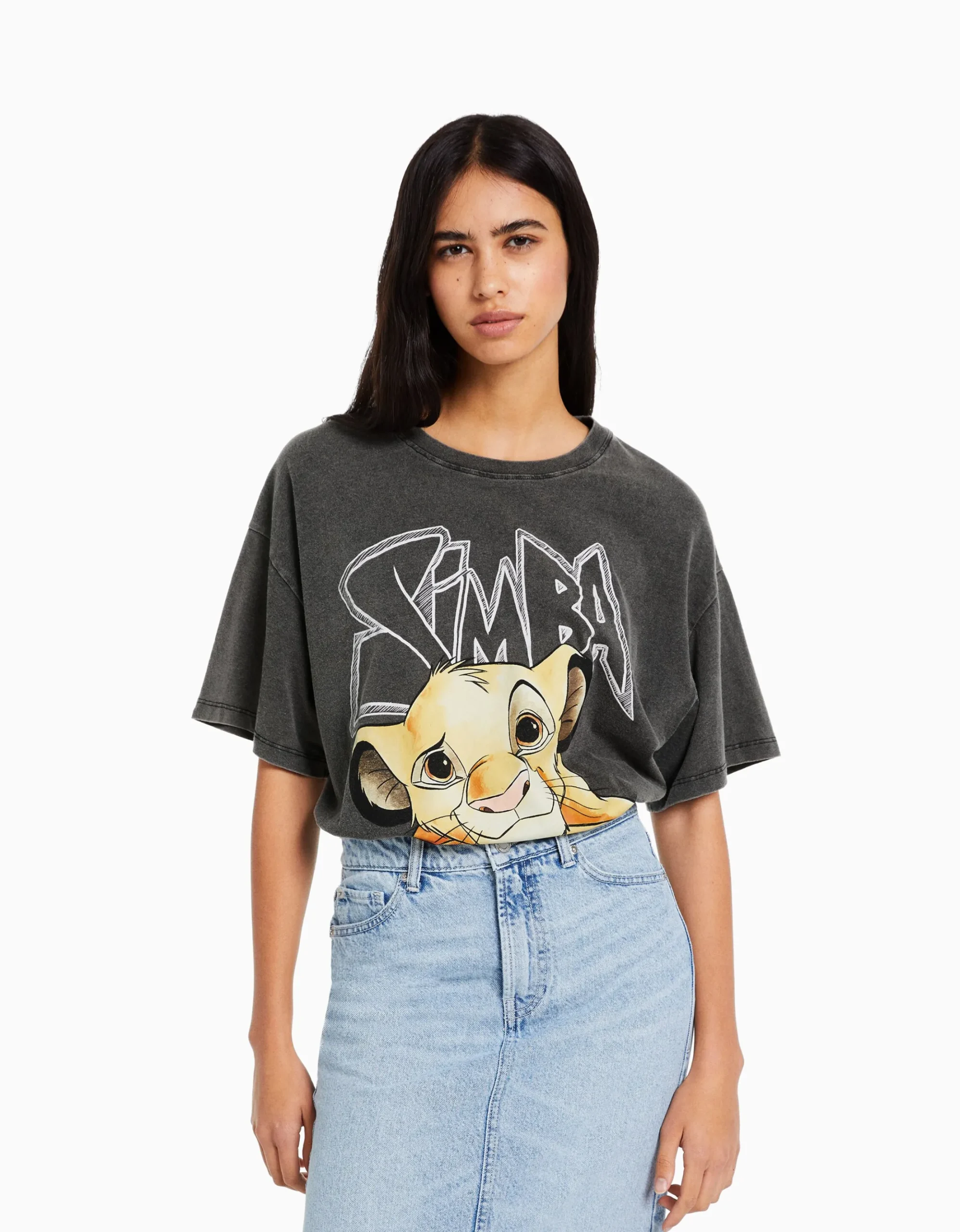 FEMME BERSHKA Cartoons*T-shirt manches courtes imprimé Simba