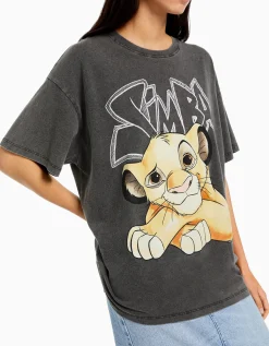 FEMME BERSHKA Cartoons*T-shirt manches courtes imprimé Simba