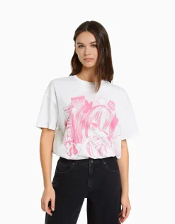 FEMME BERSHKA Tee-shirts*T-shirt manches courtes imprimé